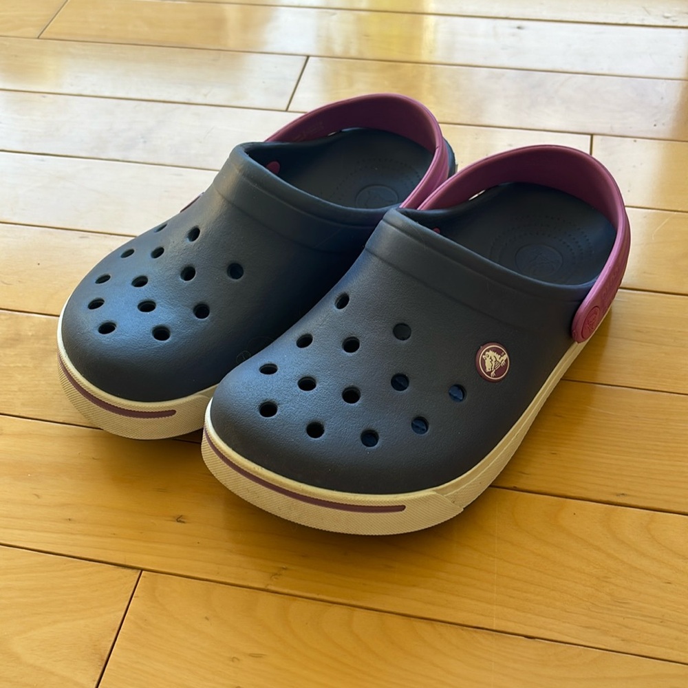 Junior Navy and Purple Crocs